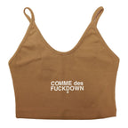 Comme Des Fuckdown Brown Cotton Women Crop Top