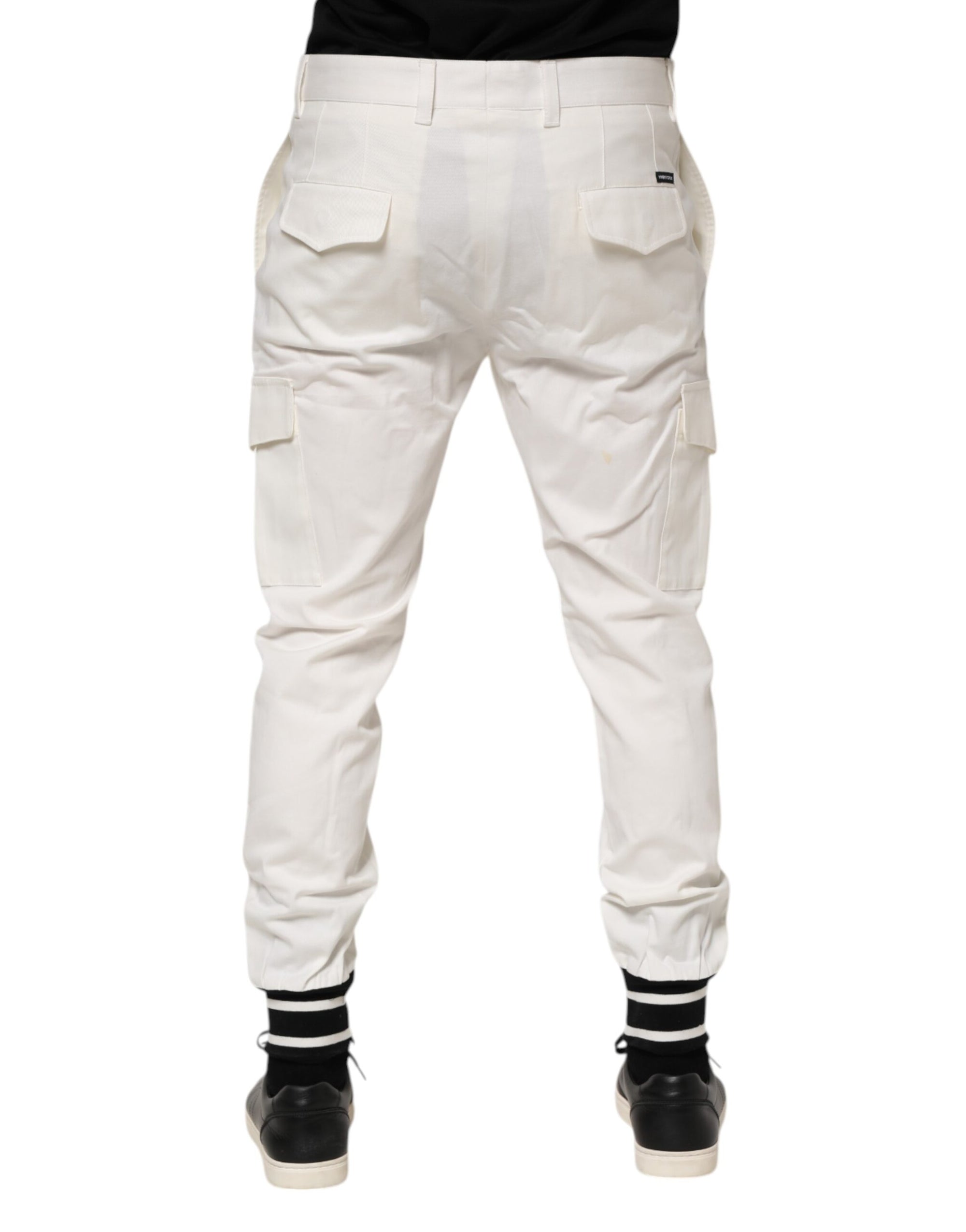 Dolce & Gabbana White Cotton Jogger Cargo Skinny Men Pants