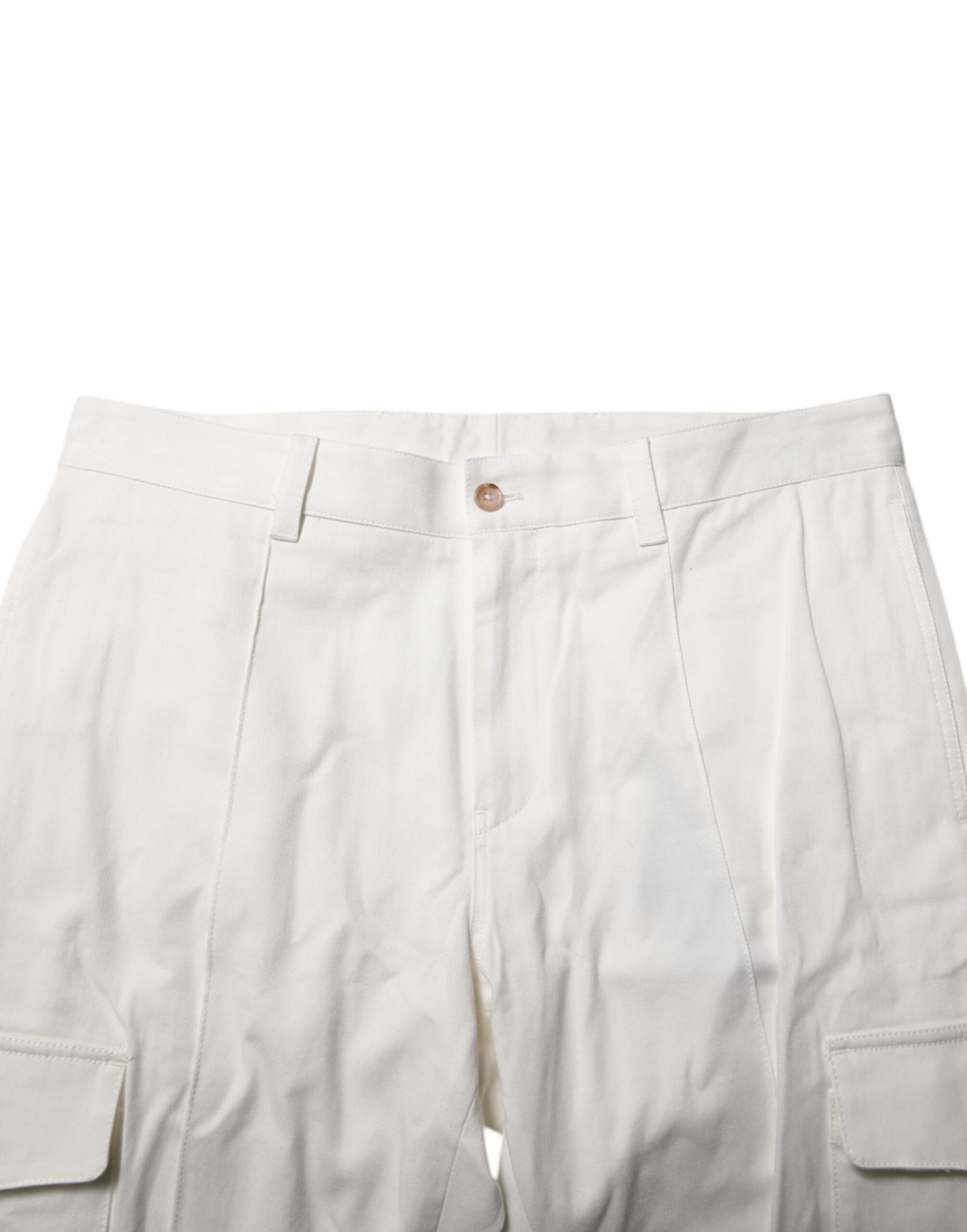 Dolce & Gabbana White Cotton Jogger Cargo Skinny Men Pants