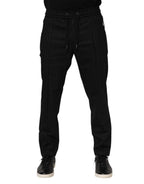 Dolce & Gabbana Black Striped Wool Men Jogger Pants