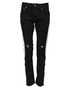 Dolce & Gabbana Black Tattered White Lining Skinny Denim Jeans