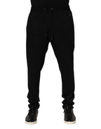 Dolce & Gabbana Black Viscose Skinny Logo Men Jogger Pants