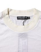 Dolce & Gabbana White Silk Crew Neck Long Sleeves T-shirt