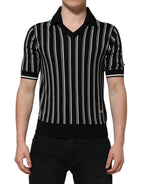 Dolce & Gabbana Black White Stripes Collared Polo T-shirt