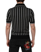 Dolce & Gabbana Black White Stripes Collared Polo T-shirt