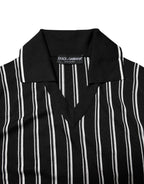 Dolce & Gabbana Black White Stripes Collared Polo T-shirt