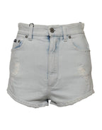 Dolce & Gabbana Light Blue Washed Denim Cotton Hot Pants Shorts