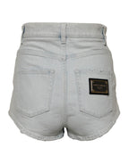 Dolce & Gabbana Light Blue Washed Denim Cotton Hot Pants Shorts