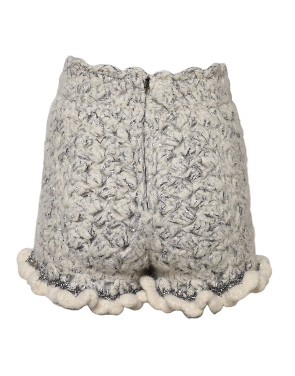 Dolce & Gabbana Metallic Bouclé Knit Cashmere Ruffled Shorts