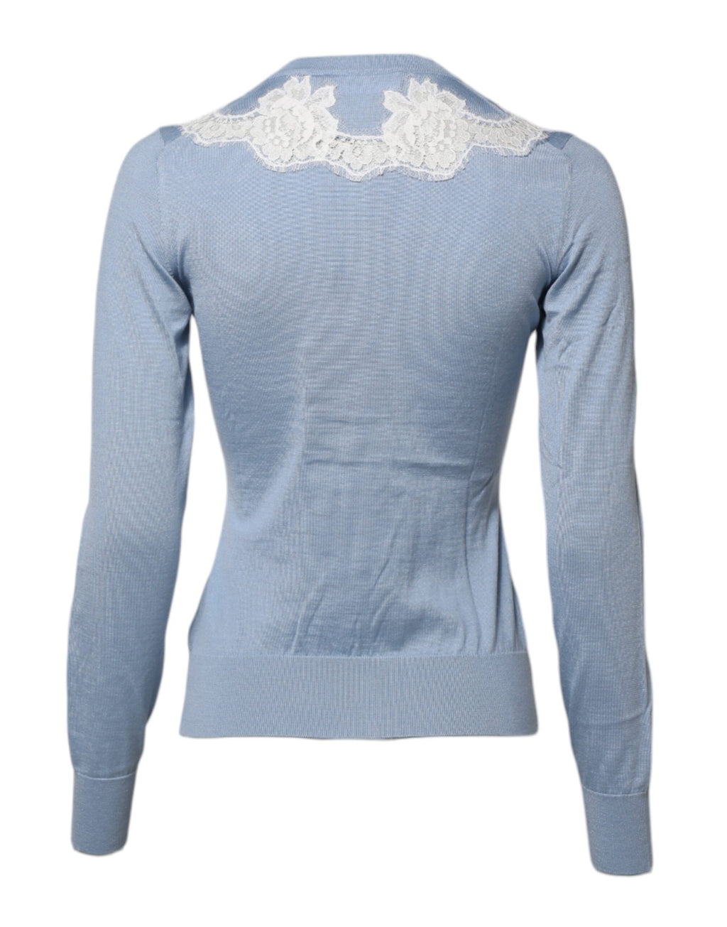Dolce & Gabbana Blue Floral Lace Detailing Cardigan Sweater