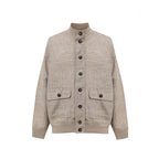 Gran Sasso Beige Linen Biker Jacket