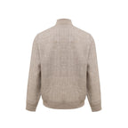 Gran Sasso Beige Linen Biker Jacket