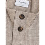 Gran Sasso Beige Linen Biker Jacket