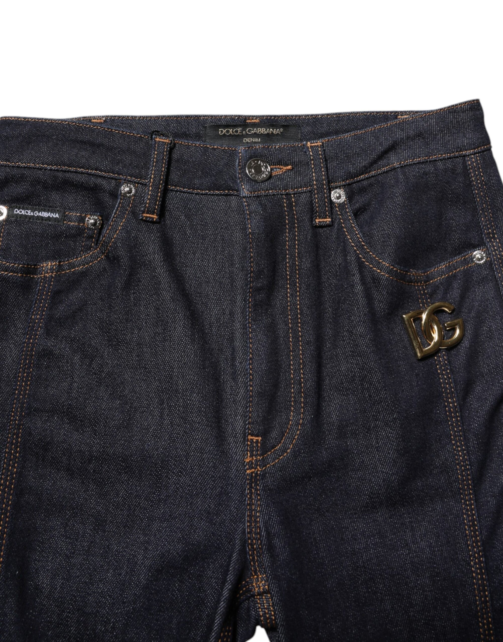 Dolce & Gabbana Black Cotton Mid Waist Bootcut Denim Jeans