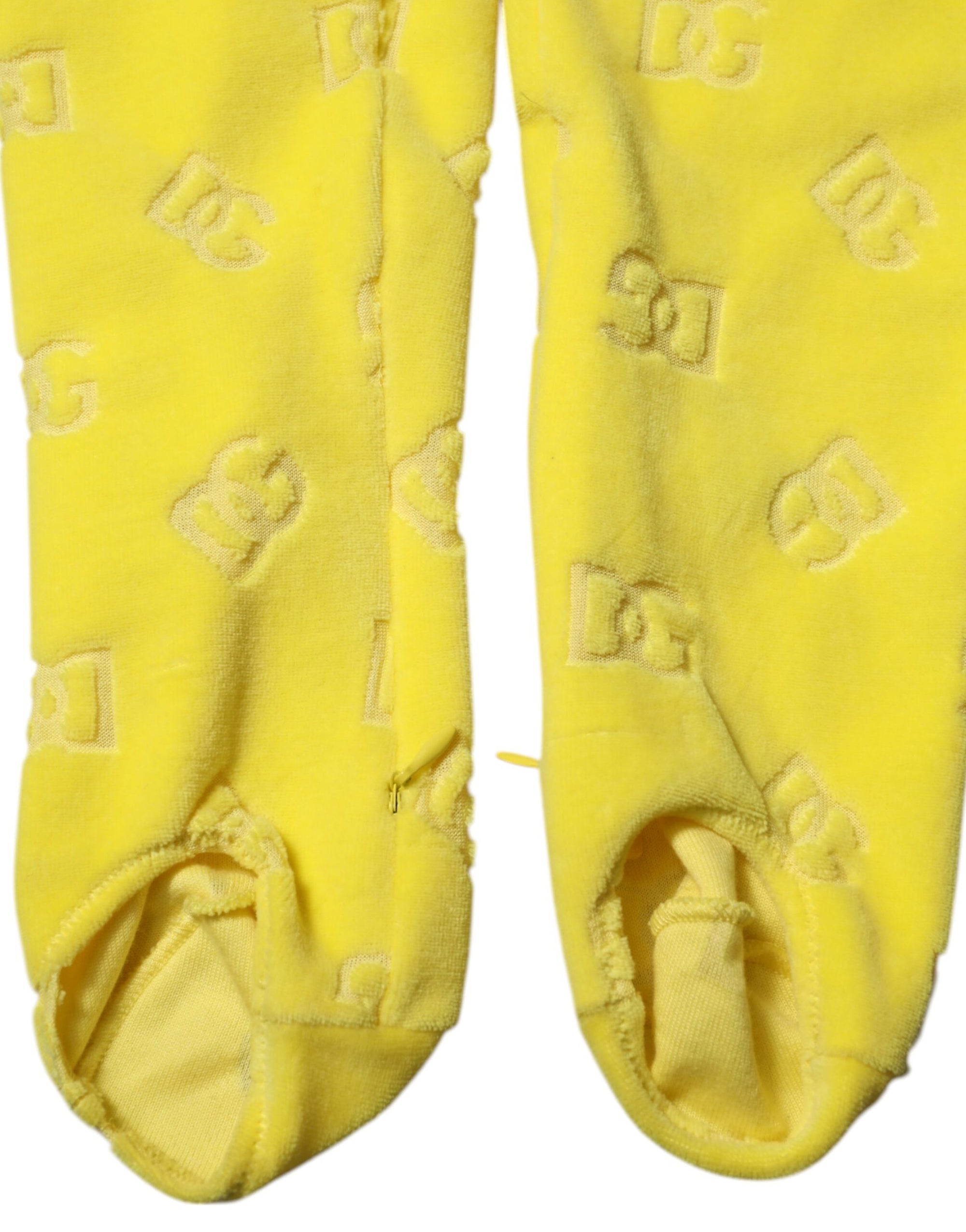 Dolce & Gabbana Yellow Logo Slim Fit Leggings Pants
