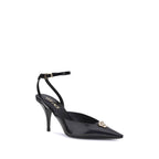 Versace Black Calf Leather Bos Taurus Pumps