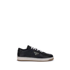 Prada Black Calf Leather Bos Taurus Low Top Sneakers