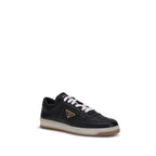 Prada Black Calf Leather Bos Taurus Low Top Sneakers