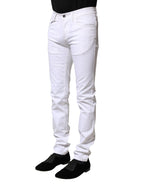 Dolce & Gabbana White Cotton Skinny Men Denim Jeans