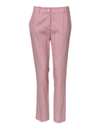 Dolce & Gabbana Pink Wool Mid Waist Tapered Pants