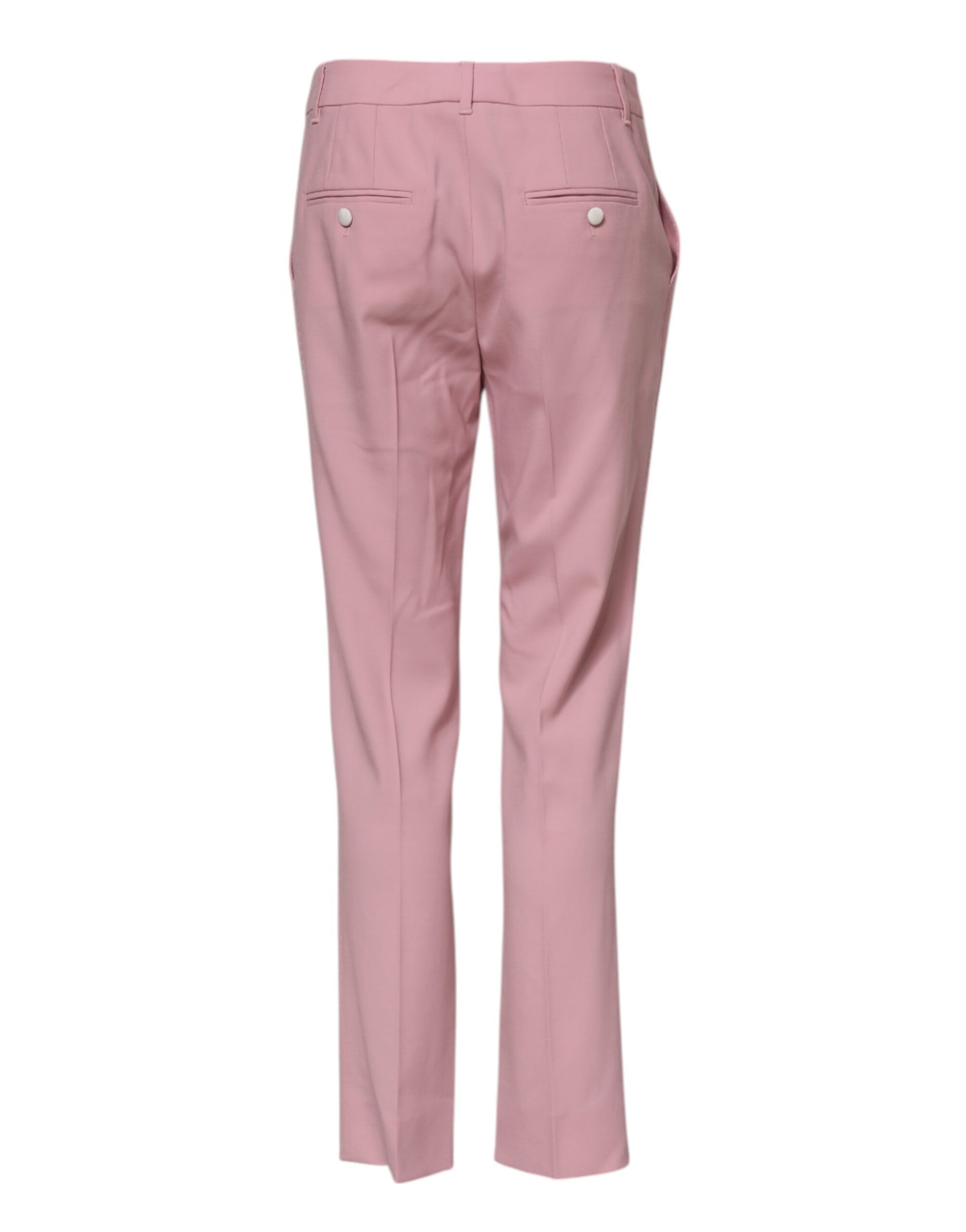 Dolce & Gabbana Pink Wool Mid Waist Tapered Pants