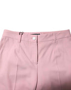 Dolce & Gabbana Pink Wool Mid Waist Tapered Pants