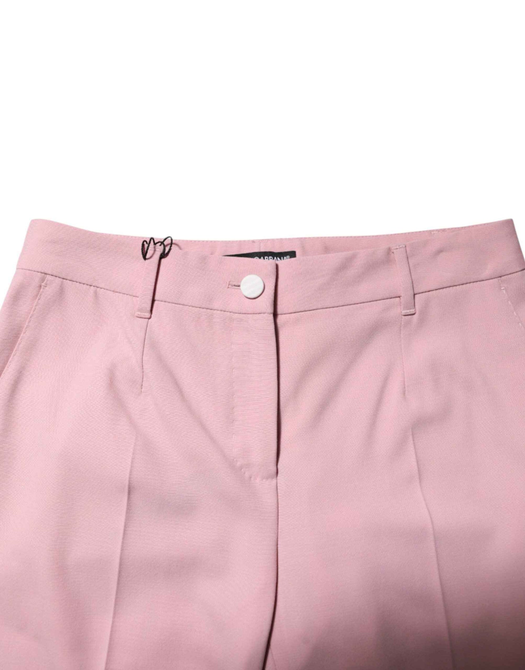Dolce & Gabbana Pink Wool Mid Waist Tapered Pants