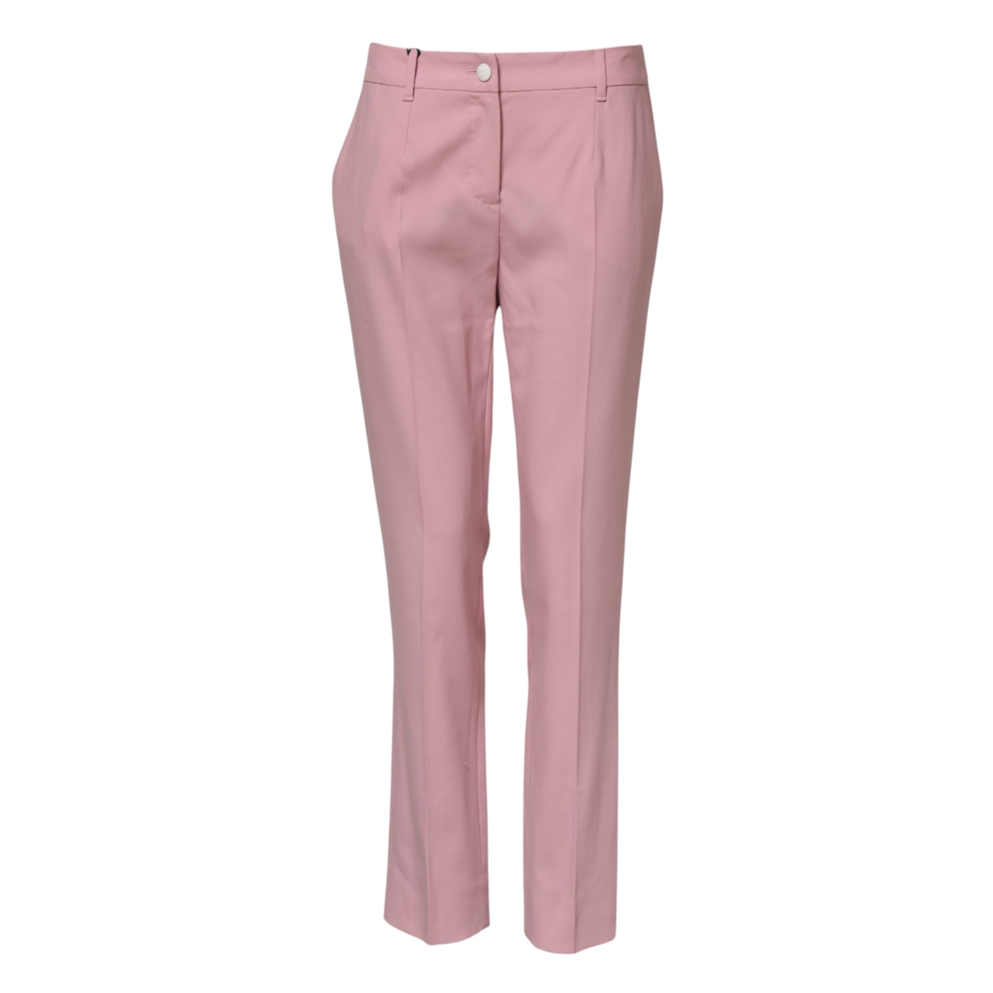 Dolce & Gabbana Pink Wool Mid Waist Tapered Pants
