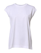 Dolce & Gabbana White Cotton Sleeveless Women Tank T-shirt