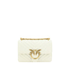 PINKO White Calf Leather Bos Taurus Shoulder Bag