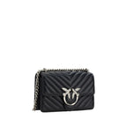 PINKO Black Calf Leather Bos Taurus Shoulder Bag