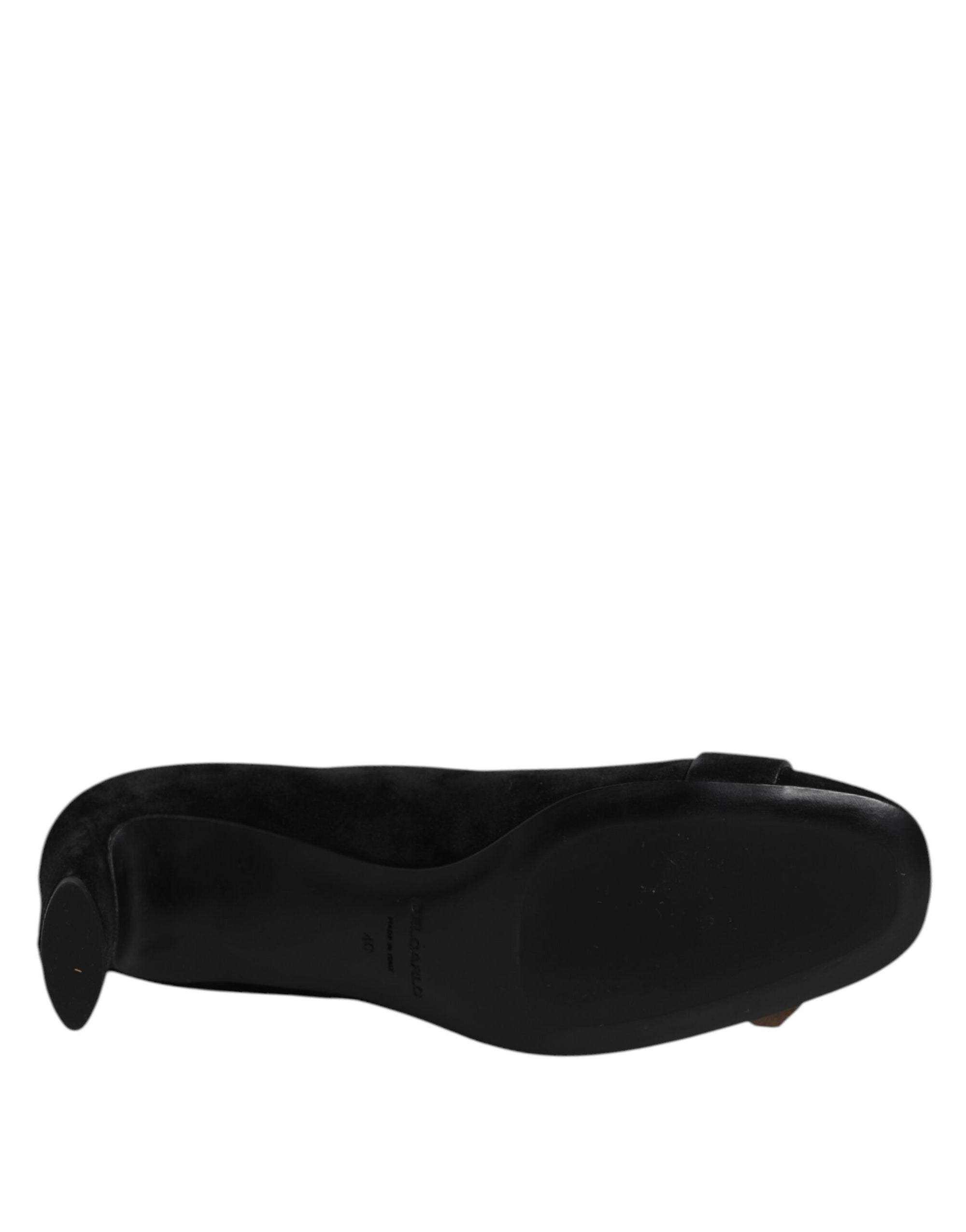 DEL CARLO Black Suede Leather Slip On High Heels Pump Shoes