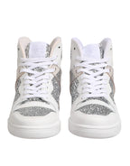 Chiara Ferragni White Silver High Top Women Sneakers Shoes