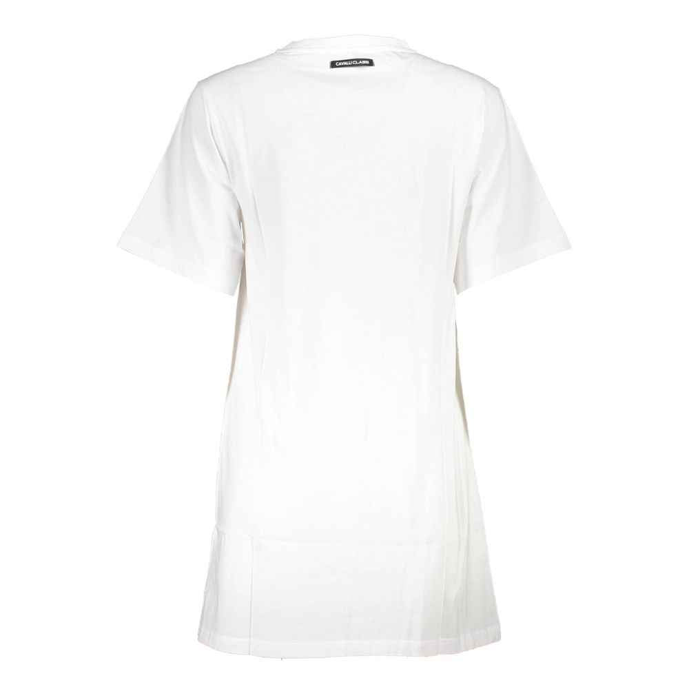 Cavalli Class White Cotton Dress