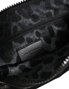 Dolce & Gabbana Black Nylon Logo Plaque Keyring Pouch Clutch Bag