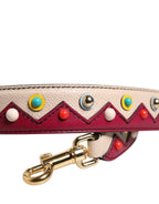 Dolce & Gabbana Beige Red Leather Handbag Accessory Shoulder Strap