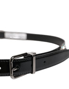 Dolce & Gabbana Black Embellished Metal Logo Buckle Belt