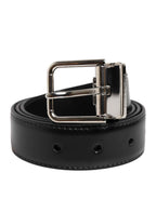 Dolce & Gabbana Black Classic Leather Metal Buckle Belt