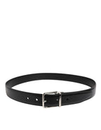 Dolce & Gabbana Black Classic Leather Metal Buckle Belt