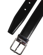 Dolce & Gabbana Black Classic Leather Metal Buckle Belt