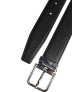 Dolce & Gabbana Black Classic Leather Silver Tone Buckle Belt