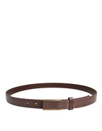 Dolce & Gabbana Brown Calf Leather Antique Buckle Belt