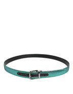 Dolce & Gabbana Green Black Polyester Metal Buckle Belt