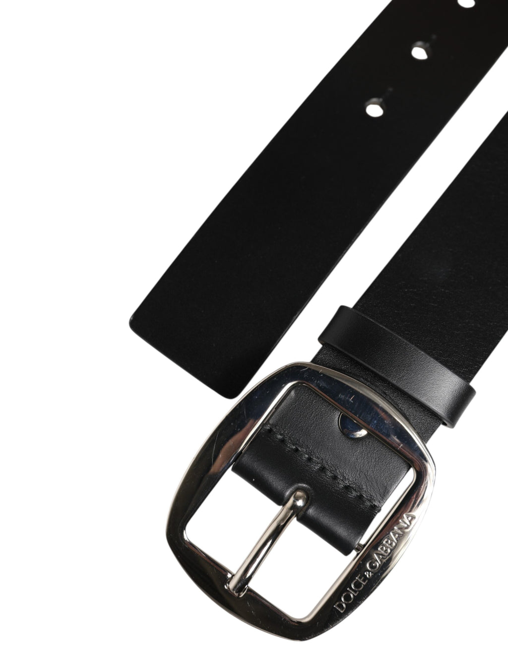 Dolce & Gabbana Black Leather Classic Metal Buckle Belt