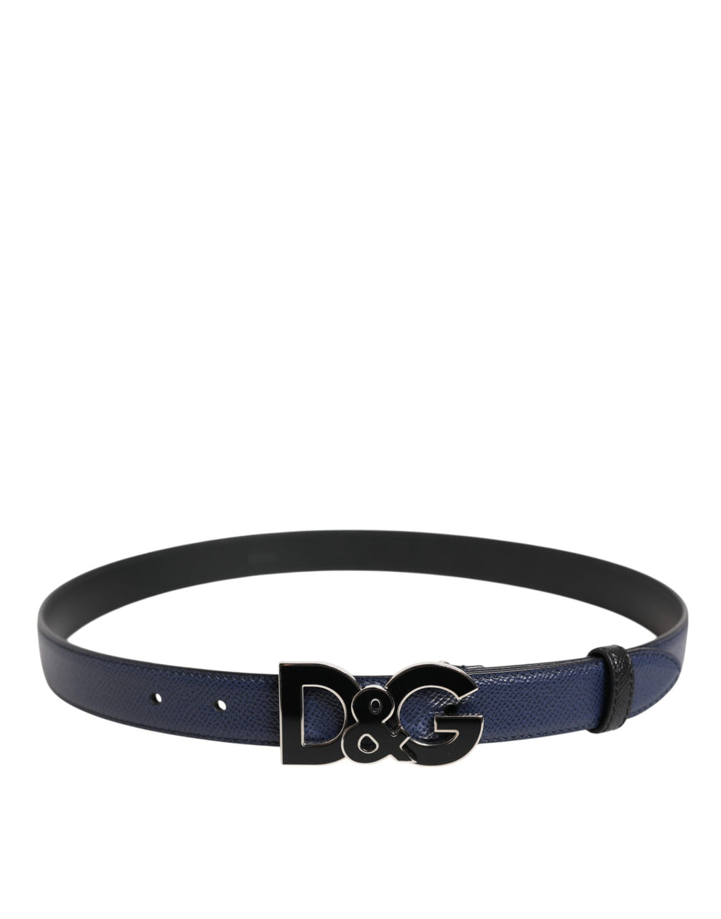 Dolce & Gabbana Blue Leather Classic Metal DG Logo Buckle Belt