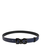 Dolce & Gabbana Blue Leather Classic Metal DG Logo Buckle Belt
