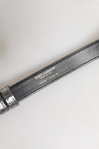 Dolce & Gabbana Silver Logo Engraved Metal Waist Buckle Belt