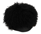 Dolce & Gabbana Black Tibet Lamb Fur Leather Gatsby Hat - Maison Luxe