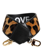 Dolce & Gabbana Black Leopard Print Reversible Bag Shoulder Strap