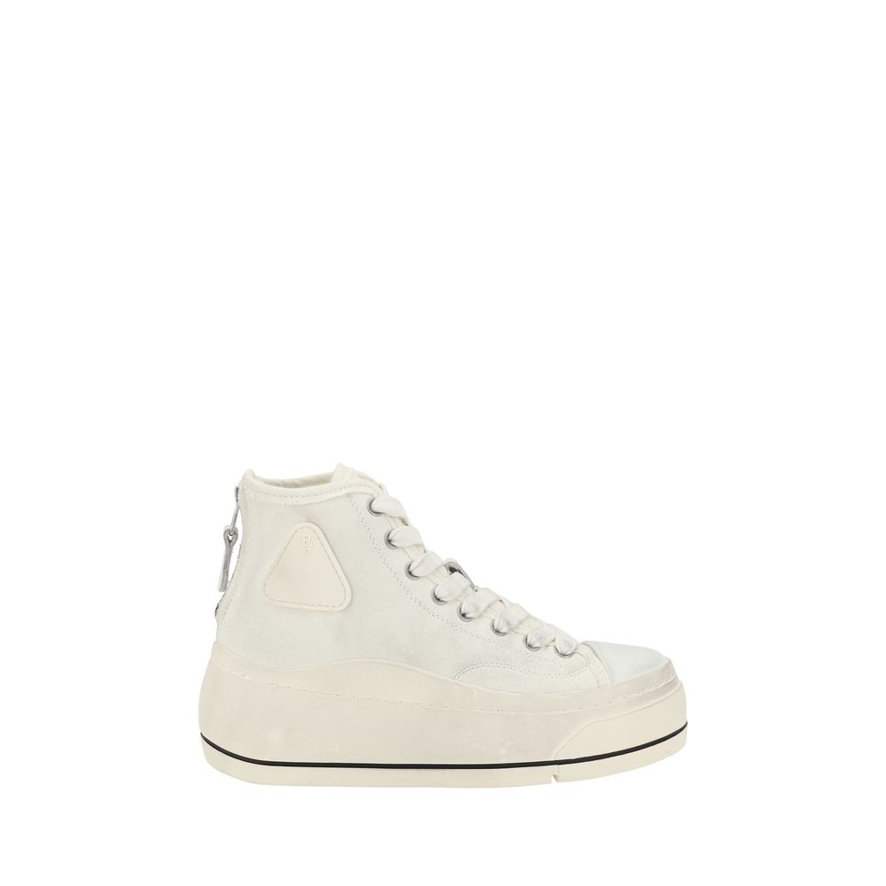 R13 White Polyethylene High Top Sneakers